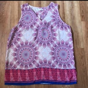 Violet & Claire Floral Sleeveless Top Sz L